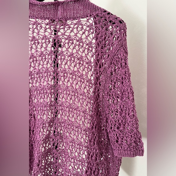 🌸 Pretty Purple Open-Knit Cardigan – Coldwater Creek (L) 🌸 - Picture 6 of 12